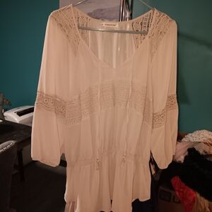 Maurice's Cream Lace Detail Women's Top